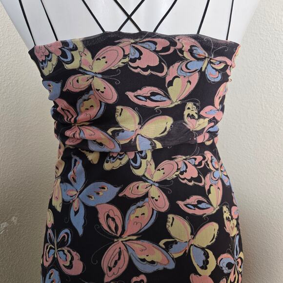 URBAN OUTFITTERS Strappy Midi Bodycon Dress Butterfly Print Size Small - Picture 6 of 14